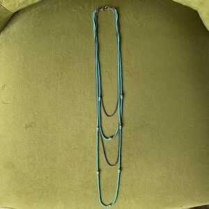 Layered Turquoise and Silver Beaded Necklace